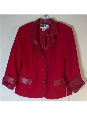 Elegant Vintage Red Two-Tone Blazer by Ben Marc International. 14. NWT.